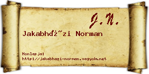 Jakabházi Norman névjegykártya
